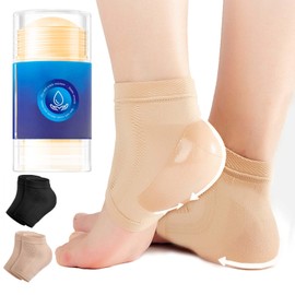 Moisturizing Socks for Cracked Heel Treatment，Heel Magic for Dry Skin or Rough Heels， with Shea Butter & Vitamin E,Lotion Silicone Toeless Socks, Comes with Heel Cream for Healthy Feet