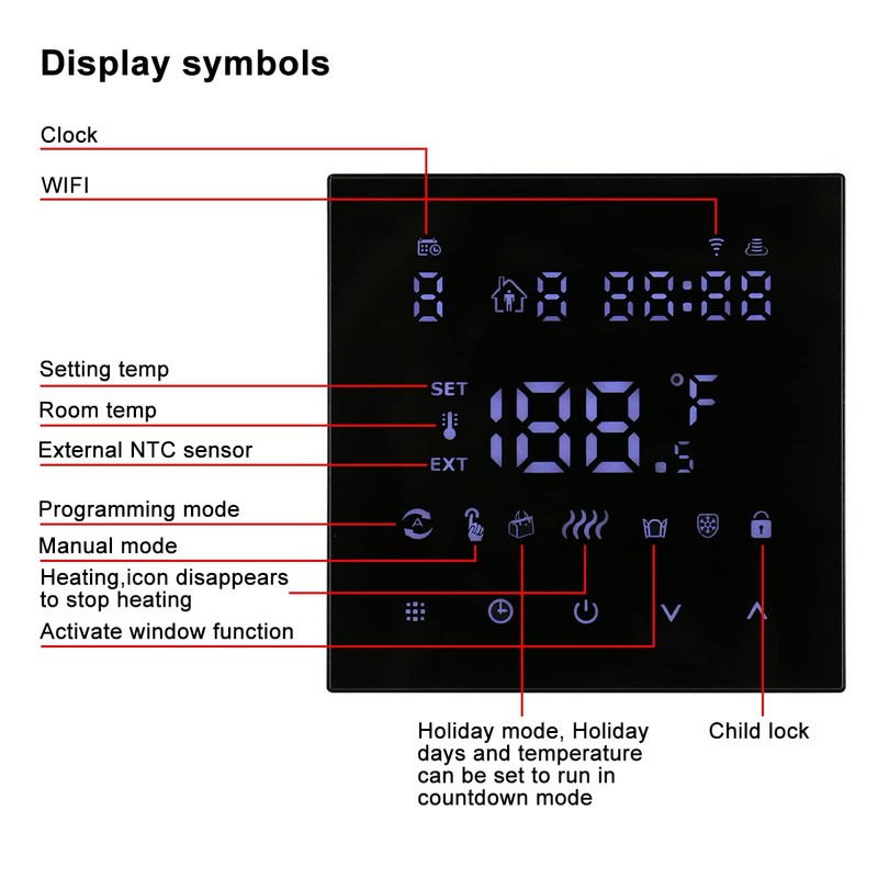Wengart Heating Thermostat Programmable Room Thermostat Digital Wall Thermostat WG607,