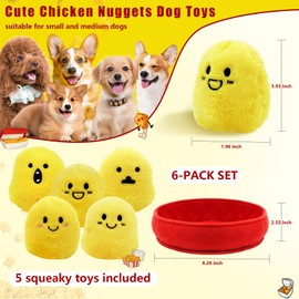 YZHDUXIU Dog Squeak Toys, 5 Pack Chicken Nugget Dogs Push Toys Interactive Puppy Toys Bark Box Toys Dog Chicken Toy to Keep Them Busy