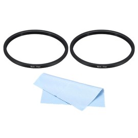 PATIKIL 82mm-77mm Metal Step Down Ring with Cleaning Cloth, 2 Pack Camera Lens Filter Adapter Ring Aluminum Filter Adapter Ring for Camera Lenses Hood, Black
