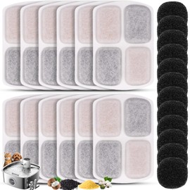 24 Pack Dog Water Filters for FEELNEEDY 8L Stainless Steel Dog Water Fountain FN-W18, Ion Exchange Resin with Coconut Shell Activated Carbon Filter Refills, 12 Pack Filters & 12 Pump Sponges