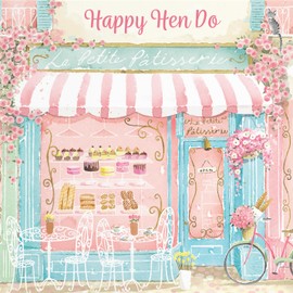 Hunts England - La Petite Patisserie Hen Party Card For Her - Charming Pink Bakery, Pretty French Cafe Design - Happy Hen Do - For Bride To Be - For Hen Night Celebrations - Milo's Gallery