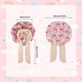 EOAMGO Pack of 2 Children's Silk Bonnet Sleep Cap, Unicorn Satin Hair Cap for Girls and Boys, Black and Khaki