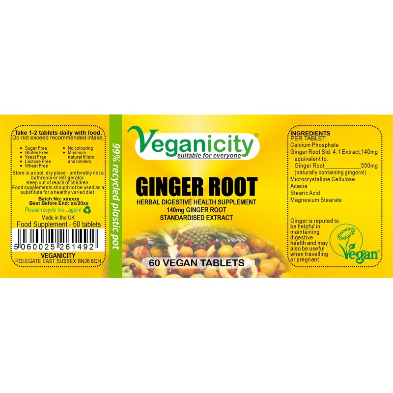Ginger Root 550mg : Digestive and Joint Health Supplement :