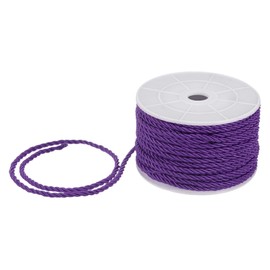 M METERXITY 22 Yards Twisted Rope Trim, 3mm/0.12" Dark Purple Soft Polyester Twisted Silk Rope Cord 3-Ply Decorative Cord for Gift Bag/DIY Crafts/Home Decor/Curtain Tieback
