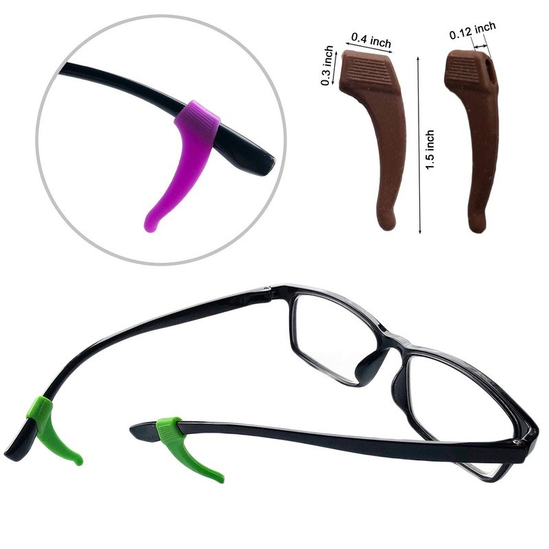 Benvo 12 Pairs Eyeglasses Retainers Silicone Glasses Temple Holders Anti-slip