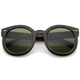 zeroUV Women's Retro Oversize Horn Rimmed P3 Round Sunglasses 52mm (Tortoise/Green)
