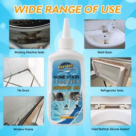 Mold Stain Remover Gel, Washing Machine Cleaner Front Load Washer Gasket Mold Remover Home Stain Cleaner Cleaning Gel for Grout Caulk, Bathroom, Shower, Bathtub, Refrigerator Cleaning Solution 5 Fl Oz