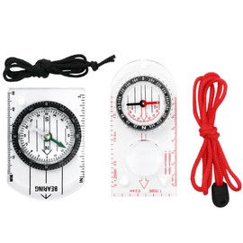 QIBZI Compasses, 2 Pieces Scale Compass, Outdoor Compass, Kids Compass, Hiking Compass, Suitable for Outdoor Survival Hiking, Camping, Navigation