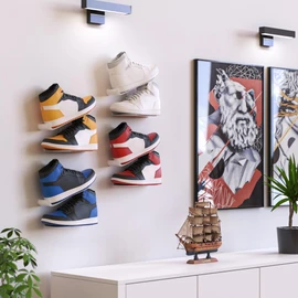 Mobilefox Sneaker Wall Mount Shoe Holder Shelf Floating Wall Holder Shoe Rack Display White