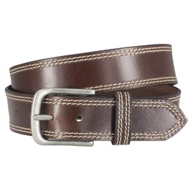 LINDENMANN Men's Leather Belt, Jeans Belt, 35 mm Wide, Belt Men's Jeans, XL, Full Cowhide Leather, Black, mid-brown