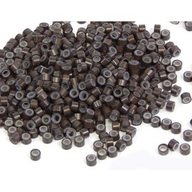1000 PCS 4.5mm Auburn Brown #1 Color Silicone Lined Micro Rings Links Beads Linkies For I Tip Bonded Feather Hair Extensions