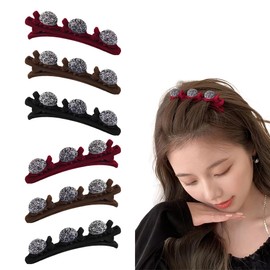 Braided Hair Clip for Girls Womens Double Layer Braided HairAccessories Sparkling Hair Clips Nonslip HairClips for Girls 6 PCS Duckbill Hair Barrettes for Thin Thick Hair