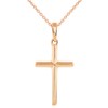 14K Solid Rose Gold Traditional Simple Religious Cross Pendant Necklace,