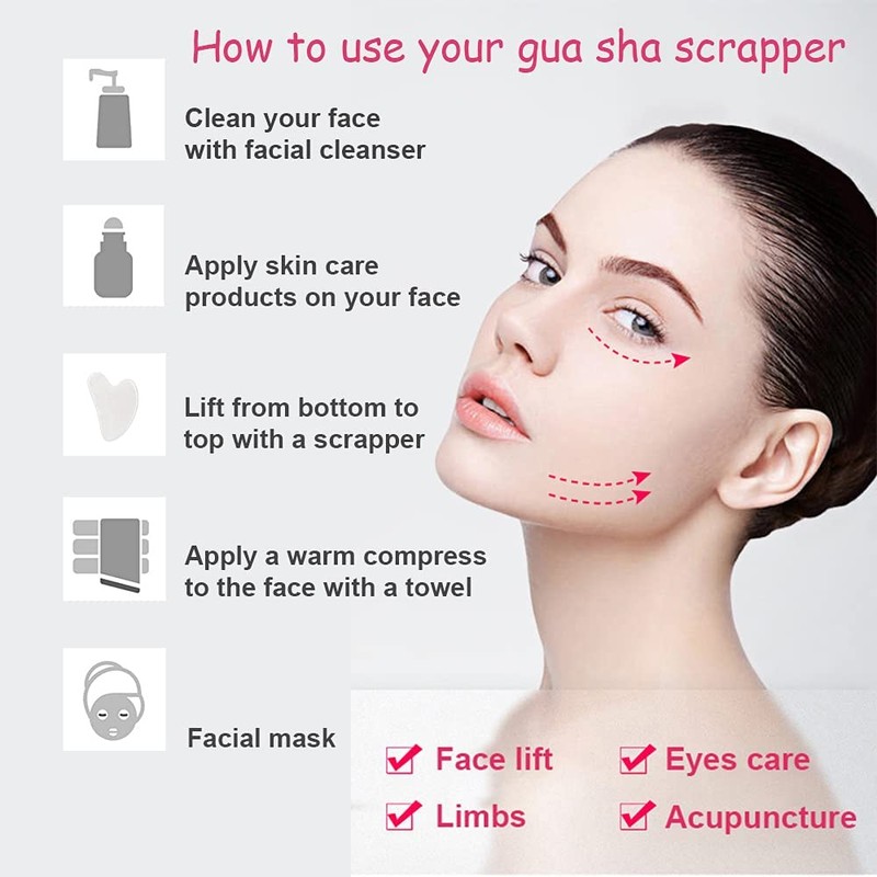 Gua Sha Facial Tools, Jade Gua Sha Stones Massage Scraping
