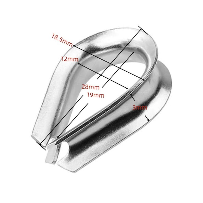 GYWHOOFT Wire Rope Thimble, M3, Stainless Steel Thimble Hardware Set,