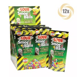 Toxic Waste Full Box 12x Bags Toxic Waste Sour Smog Balls Crunchy Candy Chewy Center 3oz