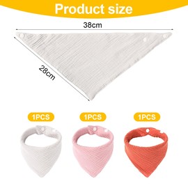 WUSJCOF 3 Stück Dreieckstuch für Babys, rosa, weiß und rot, super wasserabsaugend, 100% Baumwolle, Babytach mit 4 verstellbaren Knöpfen, geeignet für Babys und Mädchen
