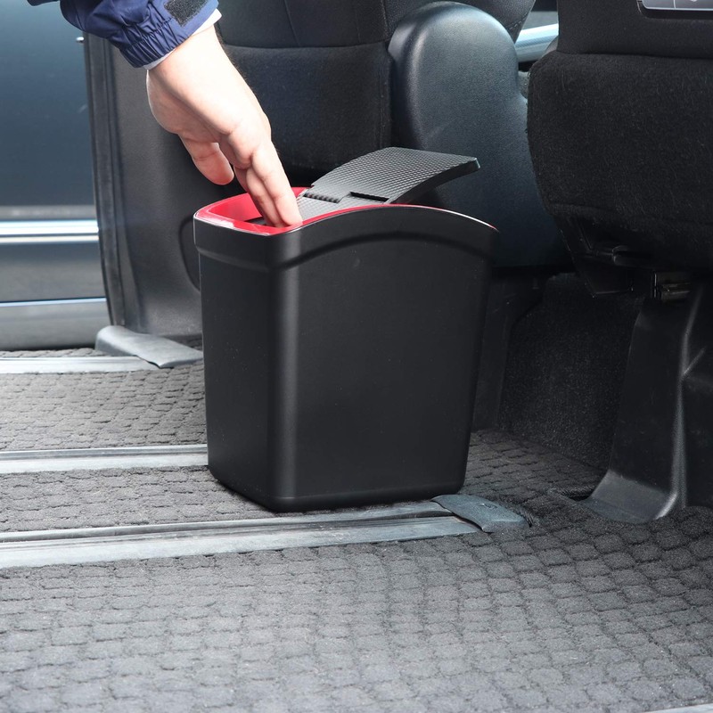 カーメイト 車用 ゴミ箱 L おもり付き カーボン調 レッド DZ367