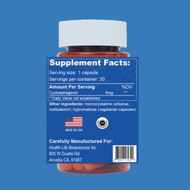 CAW Hypersorption Cycloastragenol 98% 5mg 30 Capsules | Anti-Aging Telomerase Activation | DNA Health Immunity Boost Telomere Length | Enteric-Coated Capsules (1 Bottle)