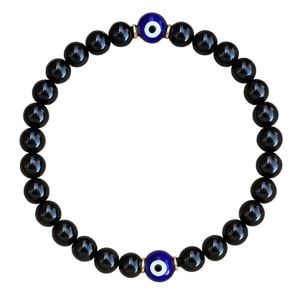 Black Tourmaline Bracelet, Evil Eye Bracelet for Men and Women,
