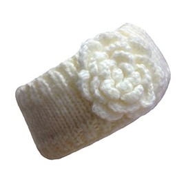 Central Chic Ladies Cream Winter Super Soft Ear Warmer Ear Muffs Knit Hand Band With Flower Detail One Size