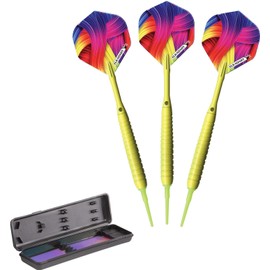 Elkadart Neon Soft Tip Darts with Storage/Travel Case, Yellow, 18 Grams