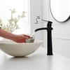 BWE Vessel Sink Faucet Waterfall Matte Black Bathroom Faucets Single