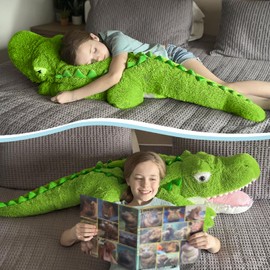 Tezituor 51 inch Giant Alligator Stuffed Animal, Hugging 4ft Large Alligator Plush Body Pillow, Soft Stuffed Crocodile Plush Toy Birthday Valentine's Day Gift for Girls Boys