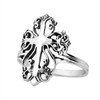 AeraVida Victorian Swirl Cross Hidden Heart Sterling Silver Ring, Sterling