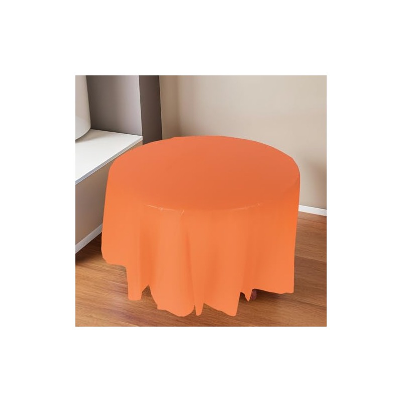 Fun Express Orange Plastic Round TABLECOVER (82") - Party Supplies