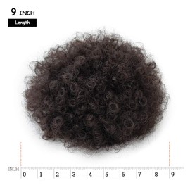 Yinmei Baibian Kinky Curly Ponytail Hair Afro Puff Drawstring Ponytails Synthetic Hair Bun Extensions Hairpieces Updo Hair With Two Clips for Women Girls(Nature Black)