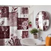 DLTAY Burgundy Patchwork Shower Curtain, 72x72 in