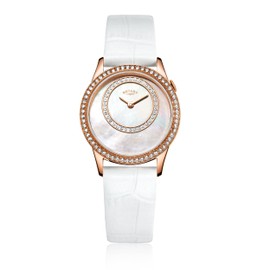 Rotary Women's Quartz Watch with Mother Of Pearl Dial Analogue Display and White Leather Strap LS00654/07