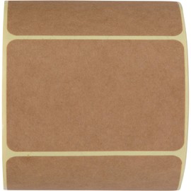 Camp Galaxy 2x3 Inch Natural Brown Kraft Stickers (350 Per Roll) - Rectangular Blank Stickers for Store Owners, Crafts, Organizing, Jar and Canning Labels, Price Tags