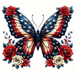 Patriot Butterfly PVC Vinyl Car Decals Stickers Waterproof Self-Adhesive Decals for Cars, Laptops, Trucks, Motorcycles Wall Window Luggage Scratch Cover Door Decor Sticker