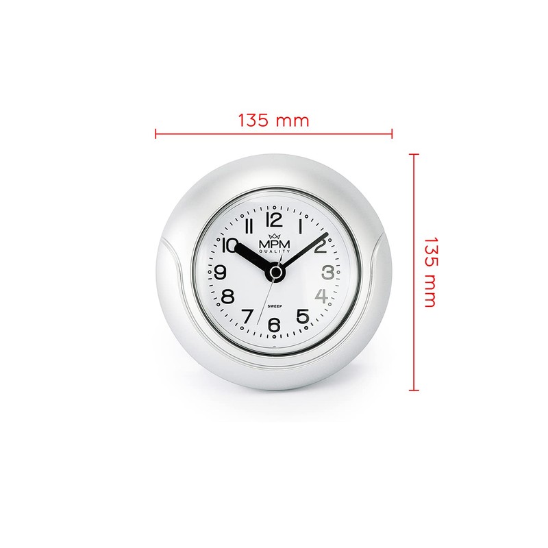 MPM Quality Design Plastic Bathroom Clock, Quartz Movement Sweep, 3-5