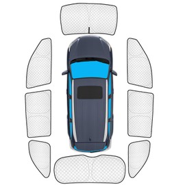 KMF 8pcs Full Window Sun Shades Custom Fit for Toyota Highlander 2014-2019 Accessories, Privacy Car Window Covers Sunshade for Windshield Side Rear, UV Block and Blackout for Car Camping Outdoor