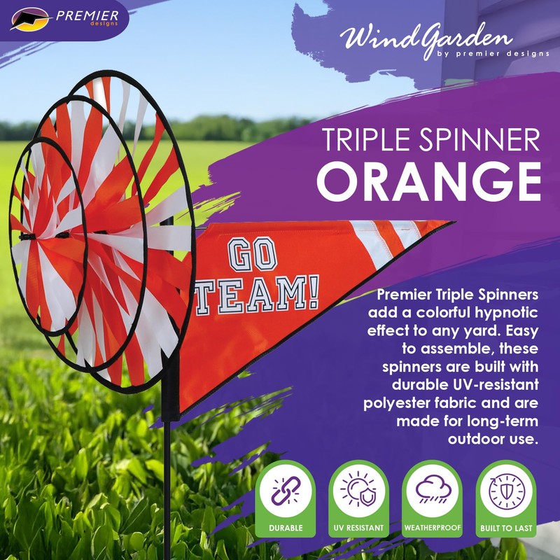 Premier Kites Triple Spinner Orange – Eye-Catching Garden Spinner with