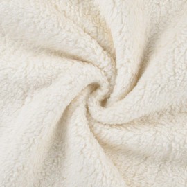 Cotton Teddy Sherpa Fleece Fabric Material - Ecru Natural, 1Mtr 150cmx100cm
