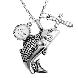 Dletay Fish Cremation Jewelry for Ashes Memorial Ashes Keepsake Necklace Urn Necklace Pendant