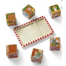 Melissa & Doug NEW Melissa & Doug Wooden Block Cube Puzzle 6 Animal Scenes Educational Classic