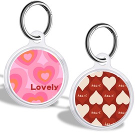 DiyGody 2 Stück Hülle Kompatibel mit Apple Airtags 2021 mit Metall-Schlüsselring, GPS-Tracker-Zubehör mit Herzmuster für Frauen, Ultradünn Silikon Schutzhülle Kratzfest Stoßfest Anti-Staub Wasserdicht