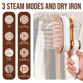 Mini Steamer, Portable Travel Steamer Iron with 3 Steam Modes, 180 Rotatable Handle, LED Indicator with Fast Heating Technology