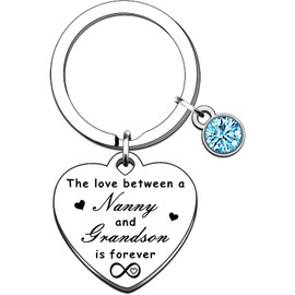 CGBOOM Nanny Gifts Keyring From Grandson for Mothers Day Birthday Gifts, Silver