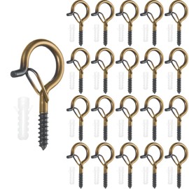 YONGIAGA Screw Hooks Stainless Steel Pack of 20 Hooks for Screwing Ceiling Hooks Heavy Duty with Safety Hook Screws for Hanging Plant Baskets Christmas Decoration