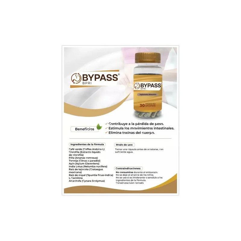 Bypass Bpri 30 Cap Inhibidor De Apetito 100 Natural Sin
