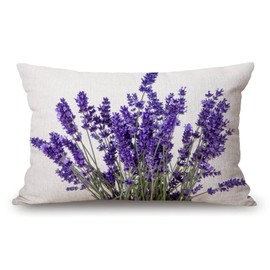 Solekla Lavender Flowers Farmhouse Pillow Covers 12x20 Inch,Home Decorative Throw Pillow Case Cushion Cover,Home