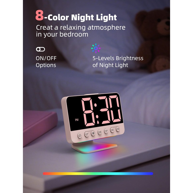 Odokee Digital Alarm Clocks for Bedrooms: Large Bold Number 5