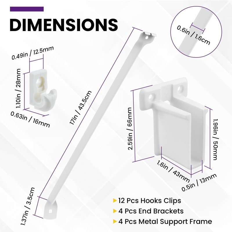 SATUY 20Pcs 12 Inch Wire Shelf Brackets Kit, Includes Shelf